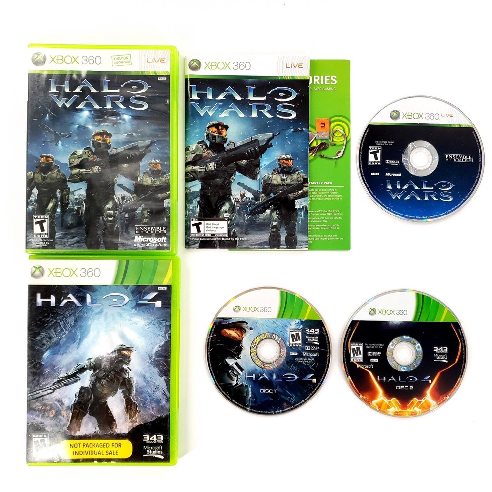 Halo Wars & Halo 4 Microsoft Xbox 360 Tested & Works